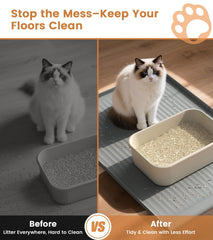 HICOOI 36x24 cat litter mat covers spacious area.