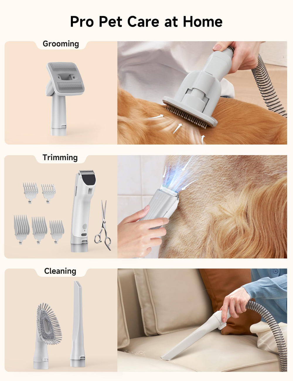 Hicozy S1+ guard combs in six sizes for different coats