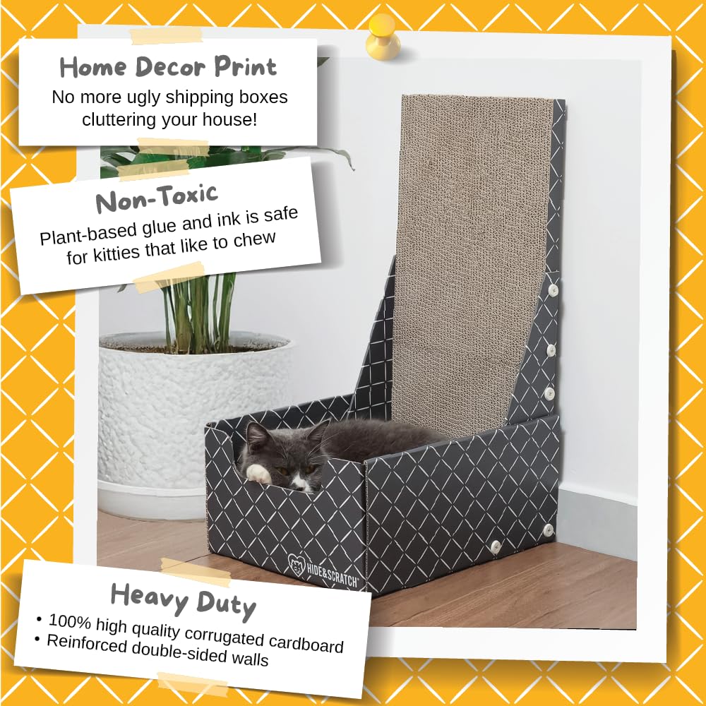 Hide & Scratch indoor cat enrichment space supports play and lounging