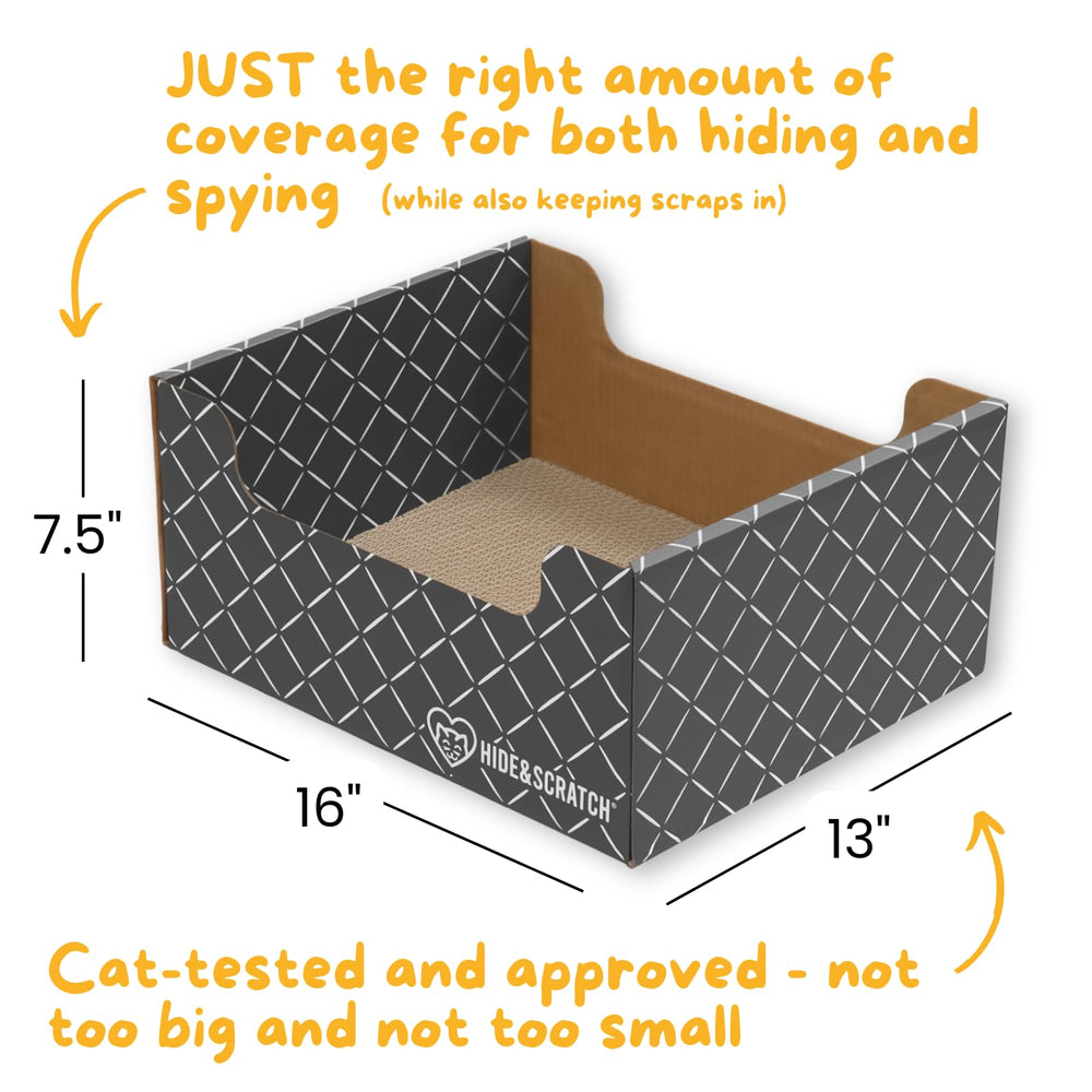 Hide & Scratch scalloped edges provide face rubs and comfy lounging for cats.
