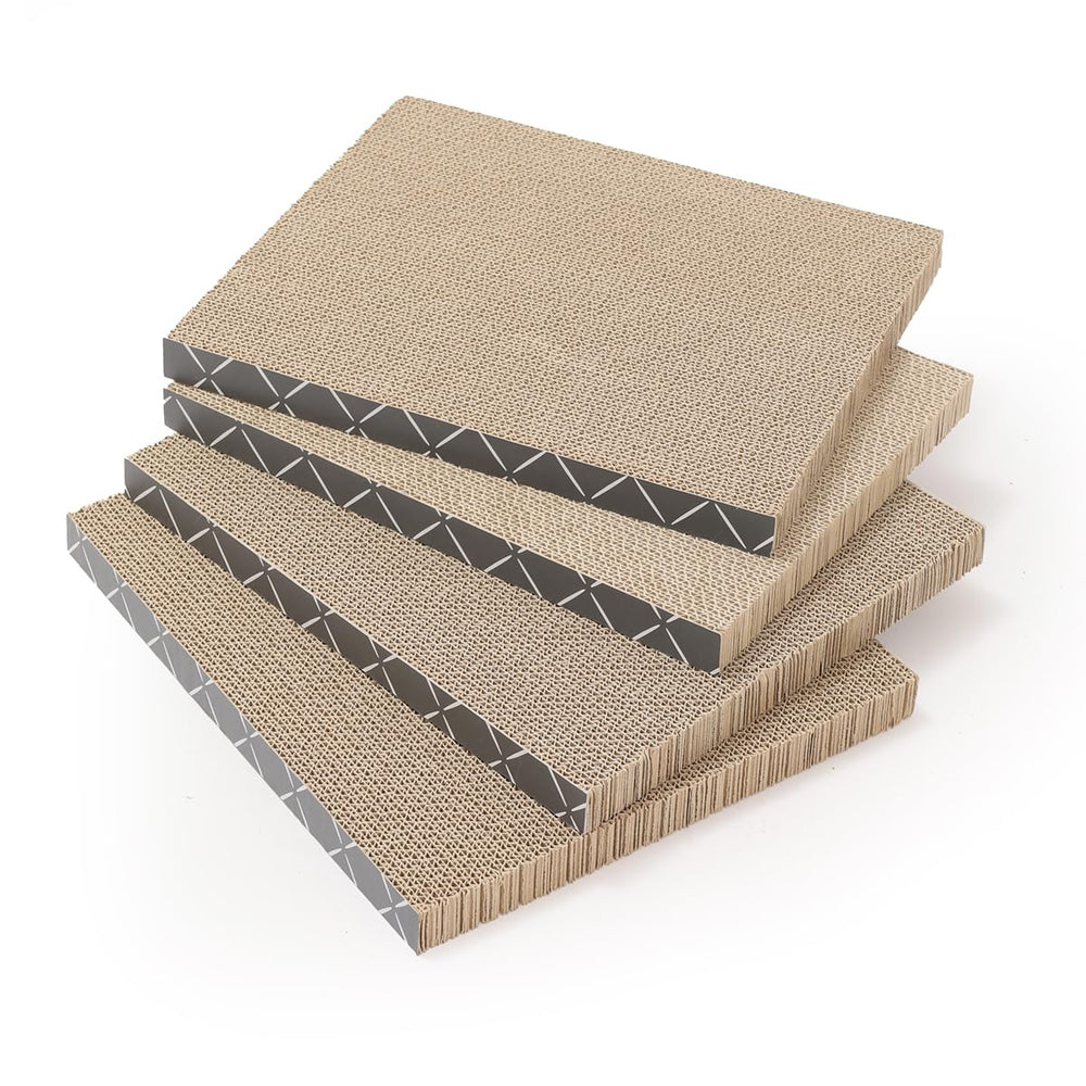 Hide & Scratch pad beside a cat nap spot supports convenient scratching near rest.