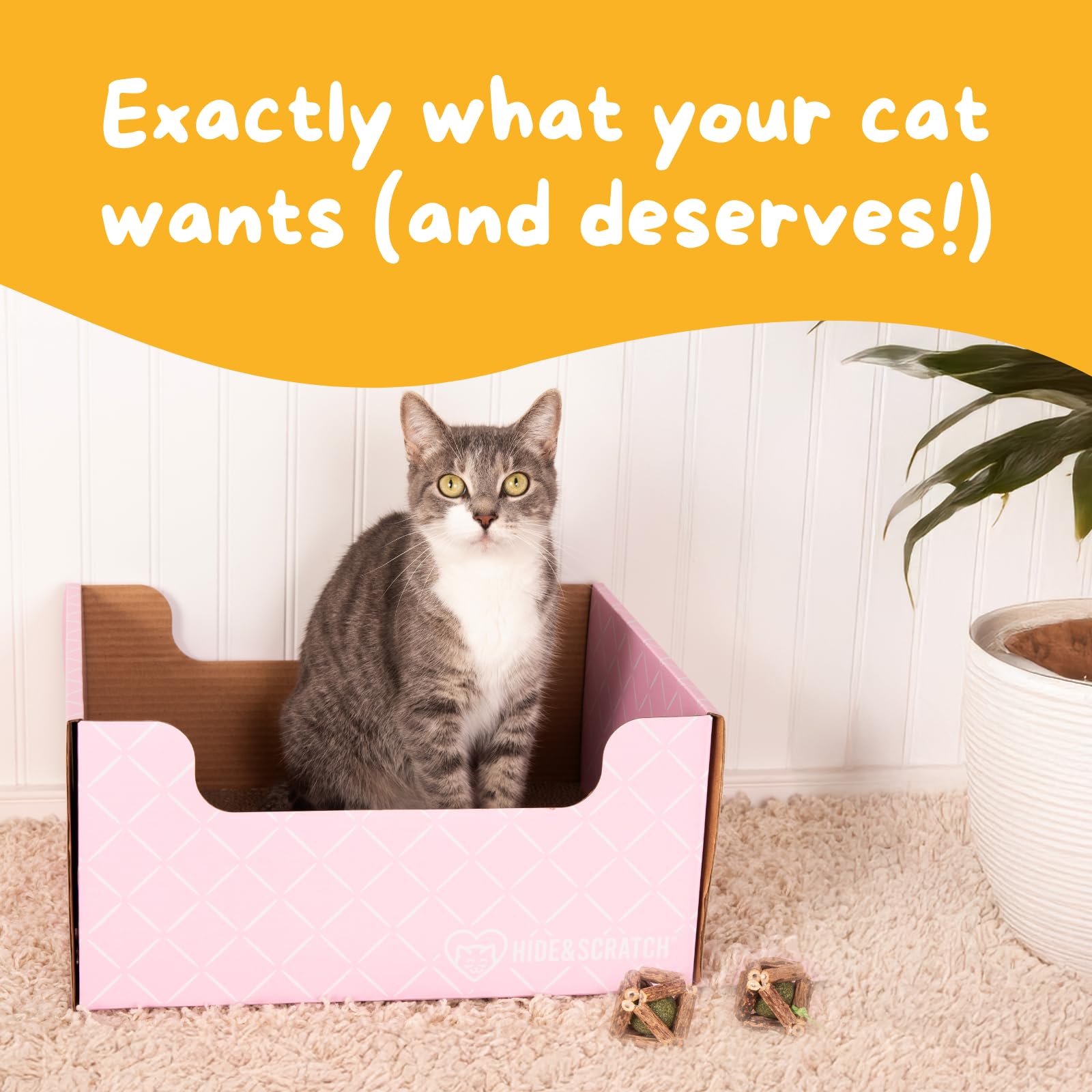 Hide & Scratch light pink diamond furniture-protection, scratch pad diverts claws from furniture.