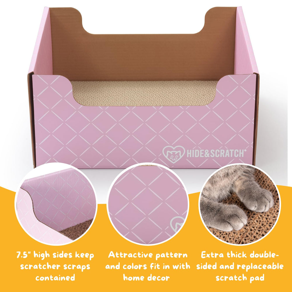 Hide & Scratch light pink diamond surface closeup, textured corrugated board for scratching.