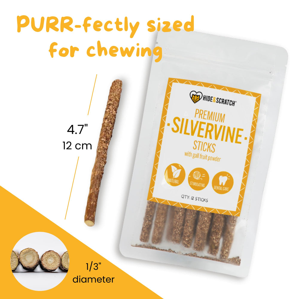Hide & Scratch silvervine sticks inspire playful zoomies and rubs in cats.