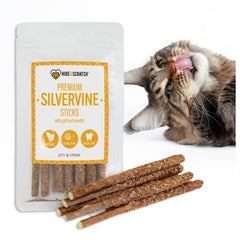 Hide & Scratch silvervine sticks pack front view for indoor enrichment.