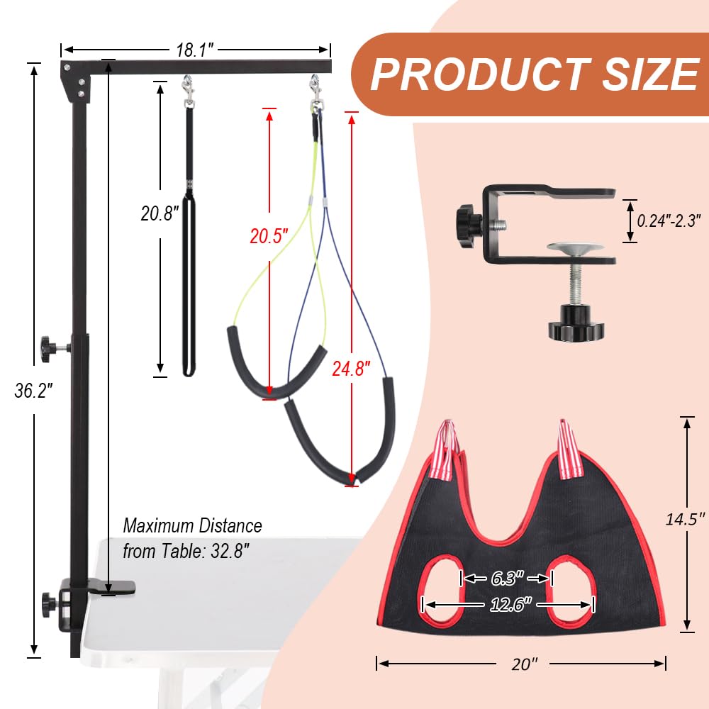 HIDOG grooming arm shows sturdy metal clamp for stable setup