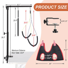 HIDOG grooming arm shows sturdy metal clamp for stable setup