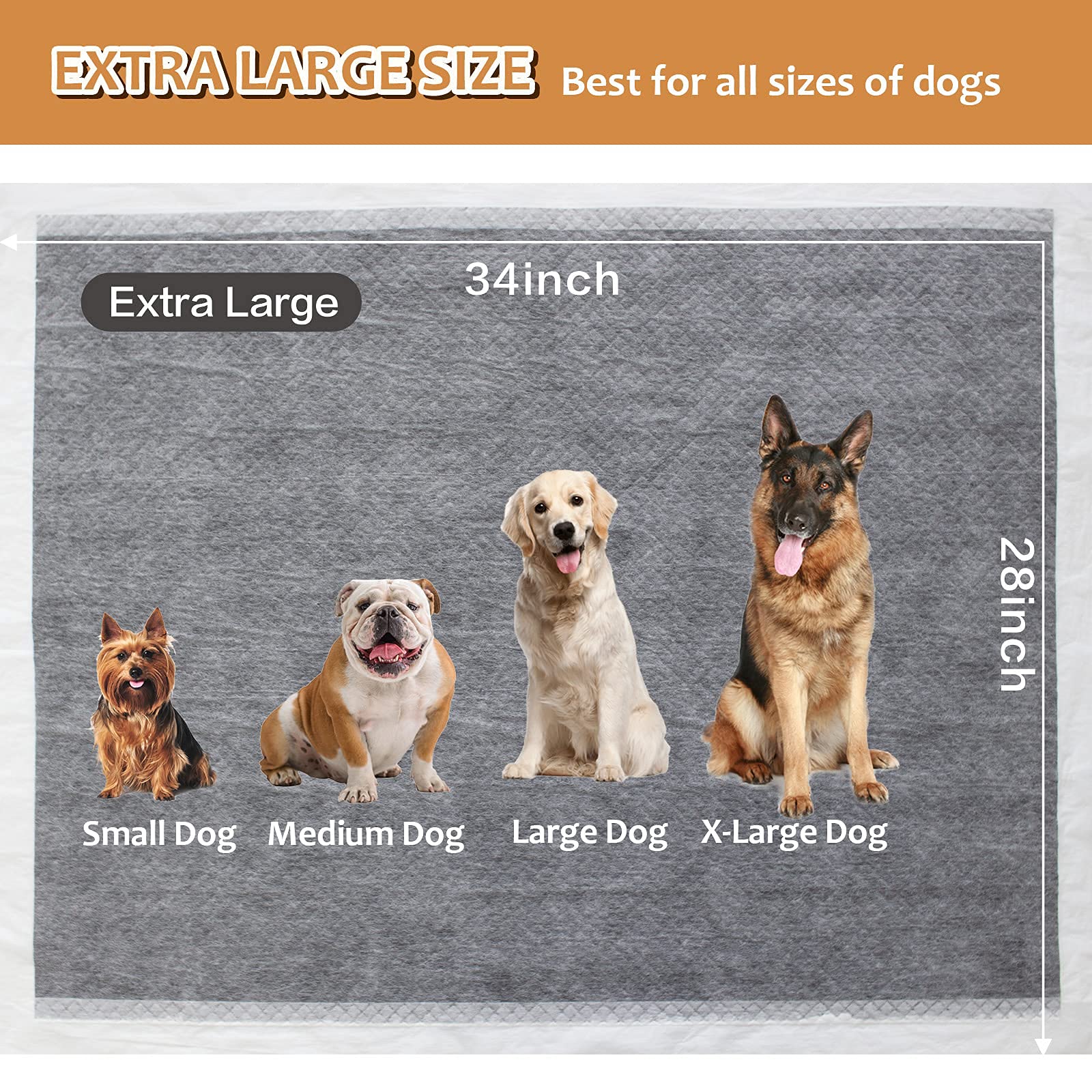 HIDOGGYLD Charcoal Dog Pee Pad extra large 28x34 for big dogs