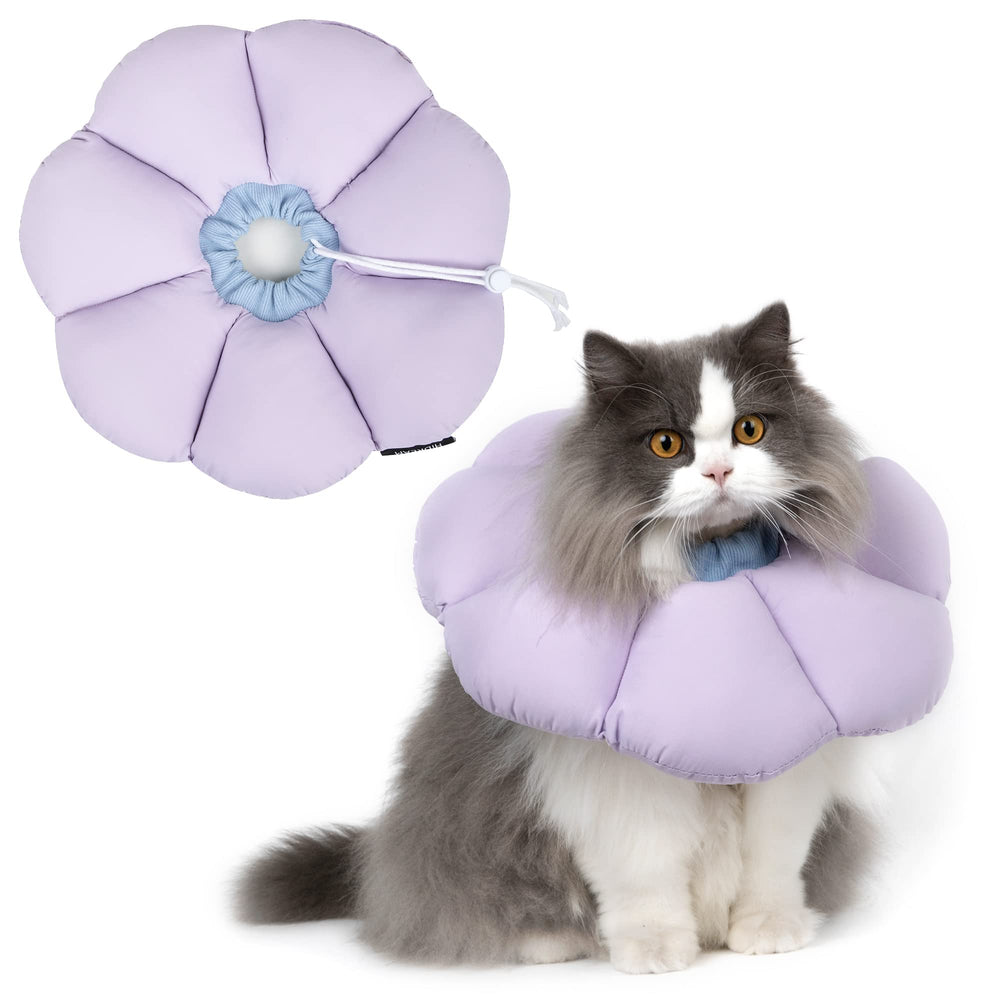H HIDREAM cat cone collar purple flower design for gentle recovery and style