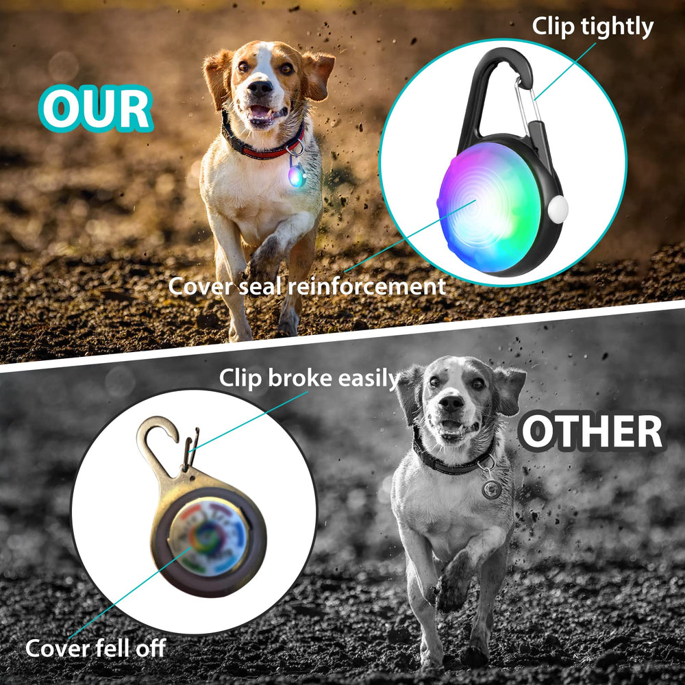 HIFORT dog light secure collar clip keeps lights in place during activity.