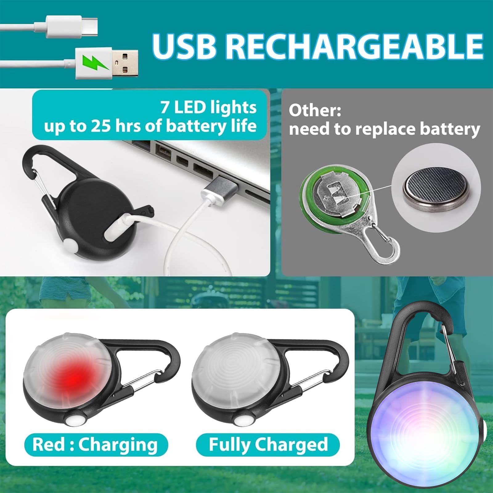 HIFORT dog light four modes display for versatile night visibility.