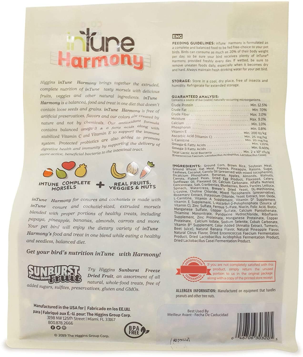 Higgins Intune Harmony bird-food-bowl image supports daily energy and variety