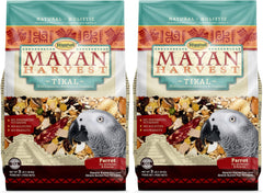 Higgins Mayan Harvest Tikal parrot food 2-pack on shelf showing balanced nutrition for parrots.