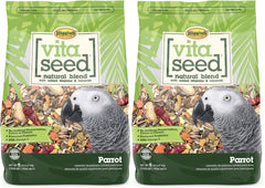 Higgins Vita Seed Natural Blend Parrot Food packaging helps keep seeds fresh and convenient.