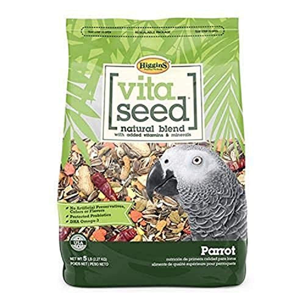 Higgins Vita Seed Natural Parrot 5 Lb bag — premium mix for immune support and digestive health.