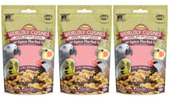 Higgins Worldly Cuisines Spice Market Bird Treat 3 Pack – attractive front view for enticing feeding.