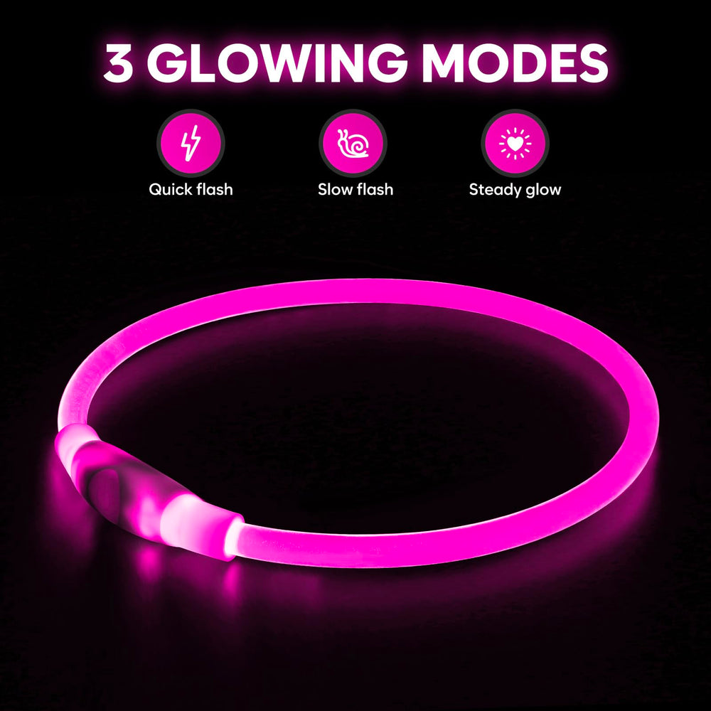 Higo LED dog collar shows 360-degree glow for night walks.