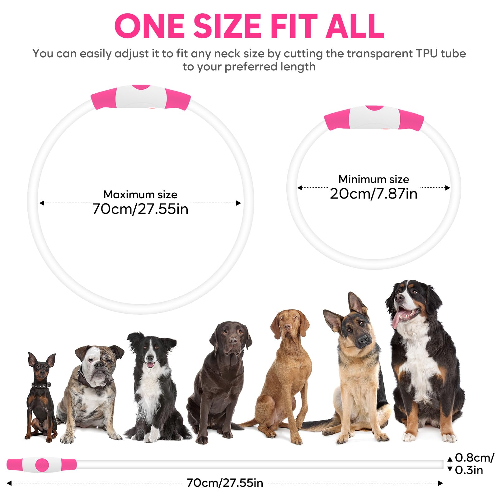 Higo adjustable neck collar for perfect, comfortable fit on any dog size.
