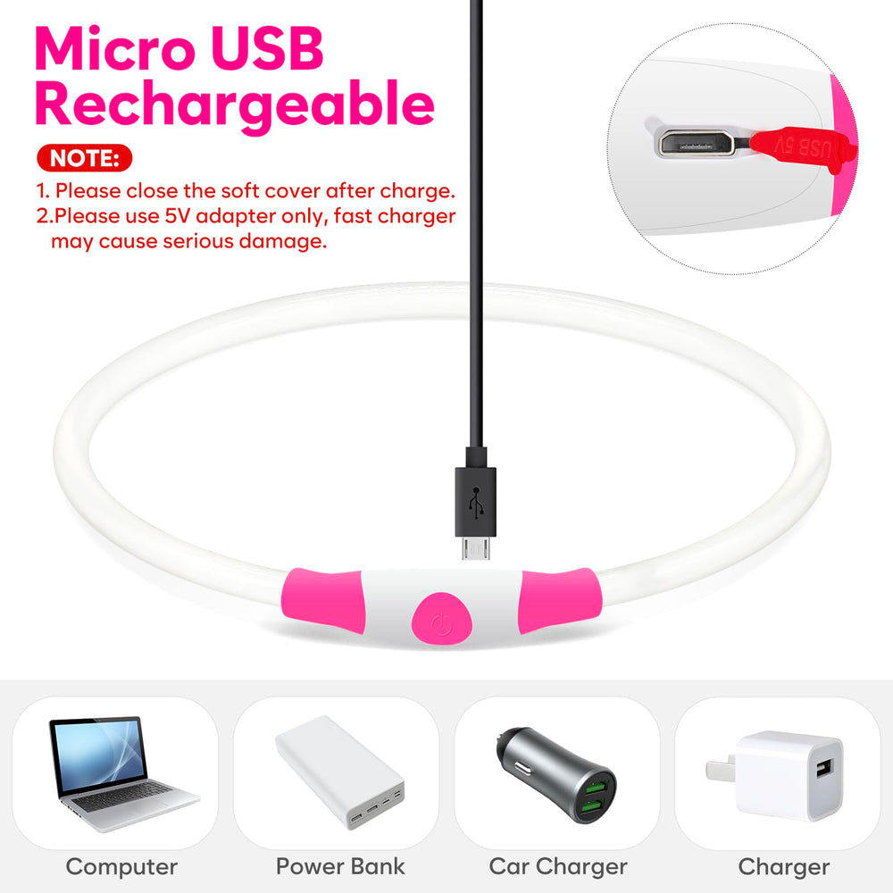 Higo LED collar USB rechargeable feature for quick, convenient recharging.