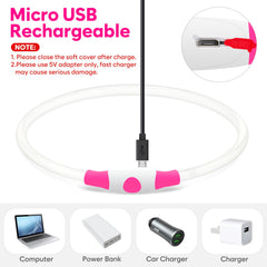 Higo LED collar USB rechargeable feature for quick, convenient recharging.