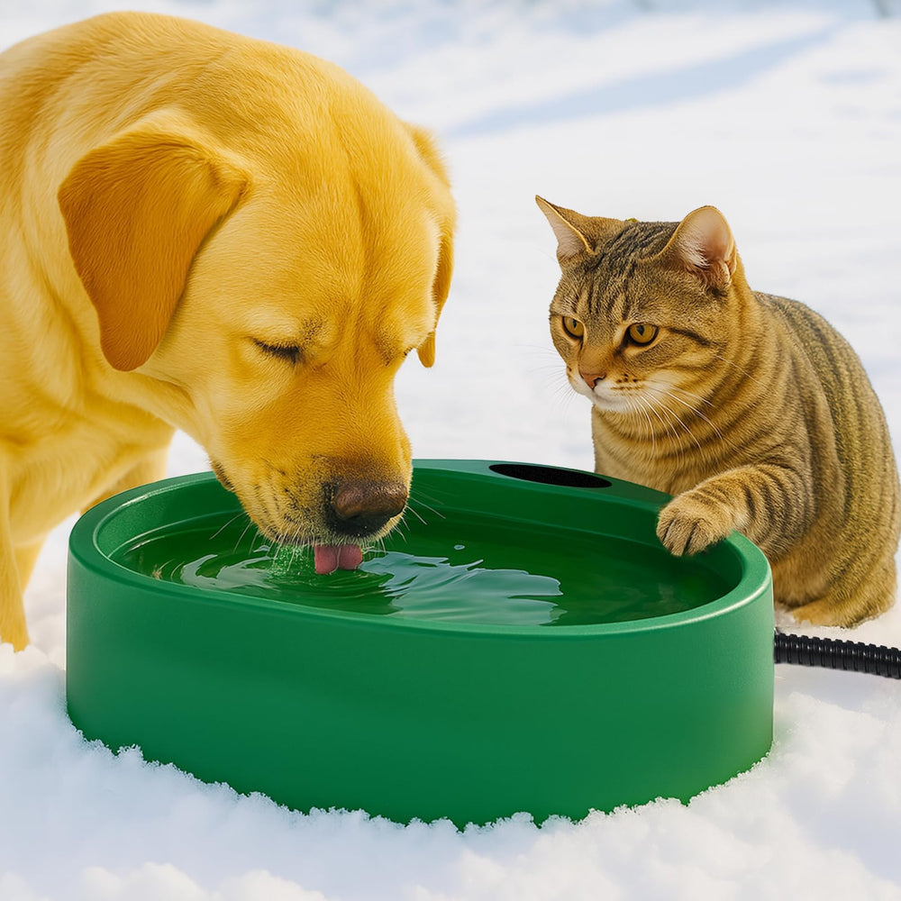 Higoro heated water bowl outdoors teal 125oz keeps pets hydrated in winter