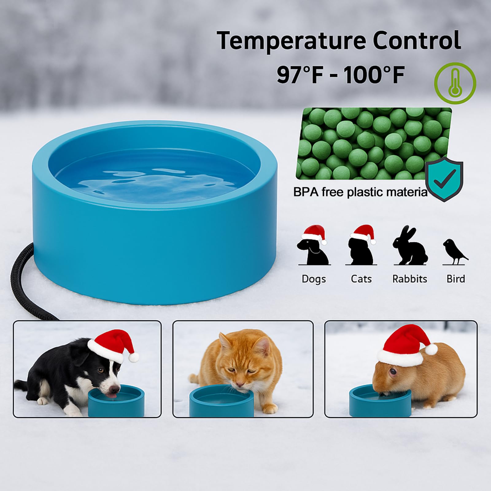 Higoro waterproof pet bowl withstands rain and snow outdoors.