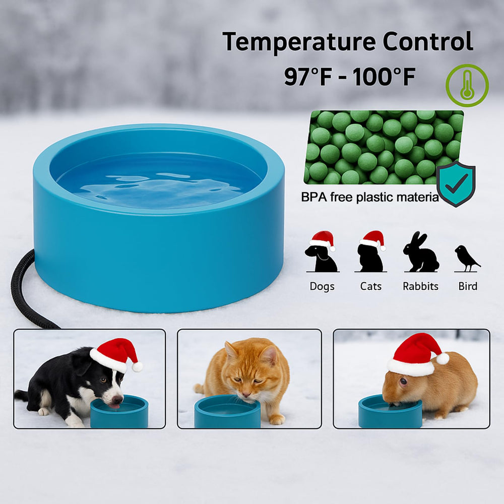 Higoro waterproof pet bowl withstands rain and snow outdoors.