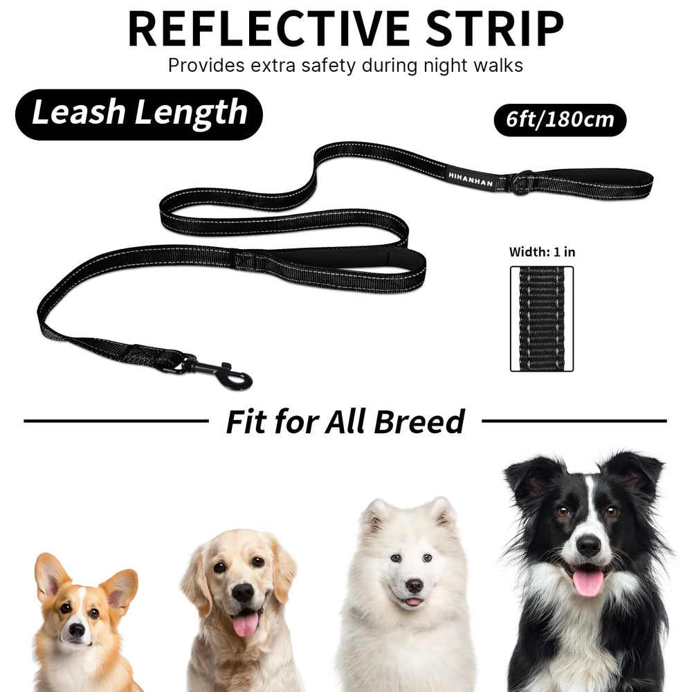 HIHANHAN reflective dog leash heavy-duty-d-ring supports attaching accessories like a clicker.