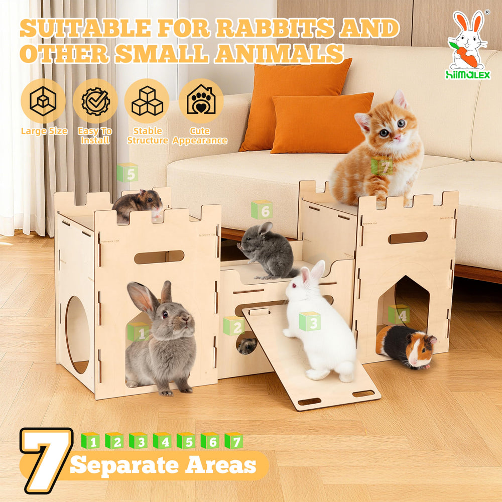 hiima-lex interior-rooms highlights multiple play areas for rabbits and guinea pigs