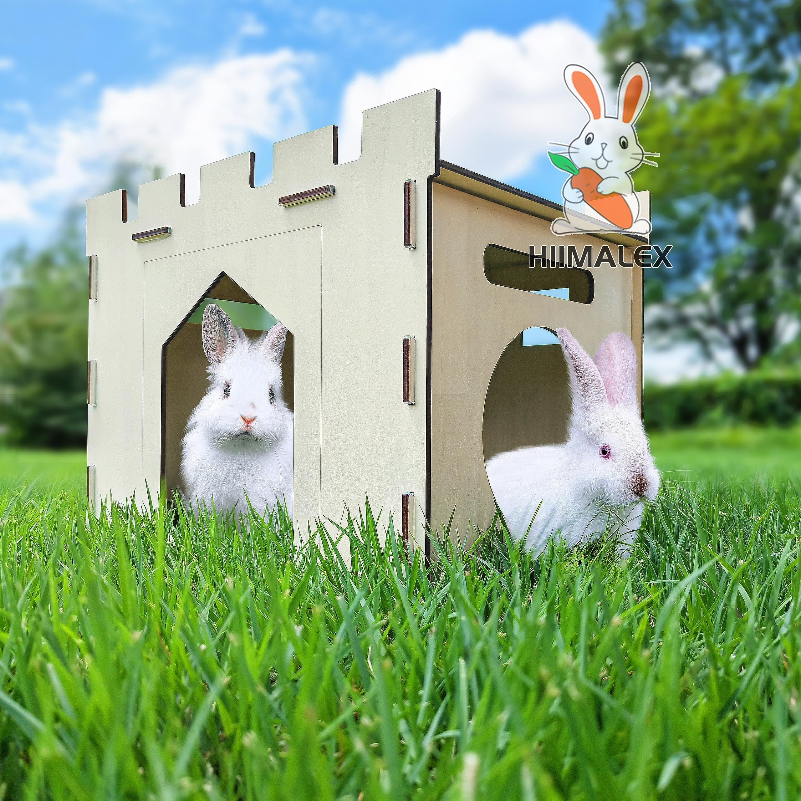 HIIMALEX bunny house balcony offers elevated retreat for curious indoor pets.