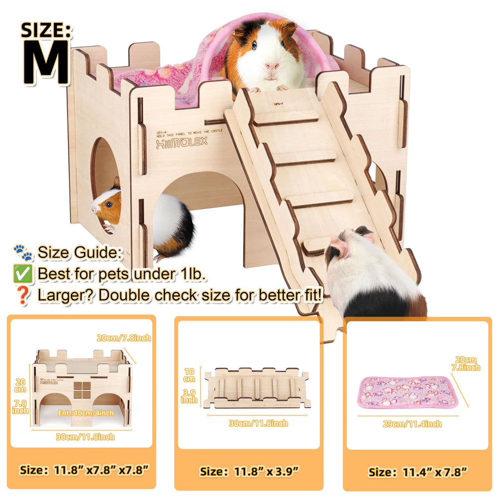 HIIMALEX guinea pig hideout plush bedding highlights cozy napping spots.