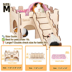HIIMALEX guinea pig hideout plush bedding highlights cozy napping spots.