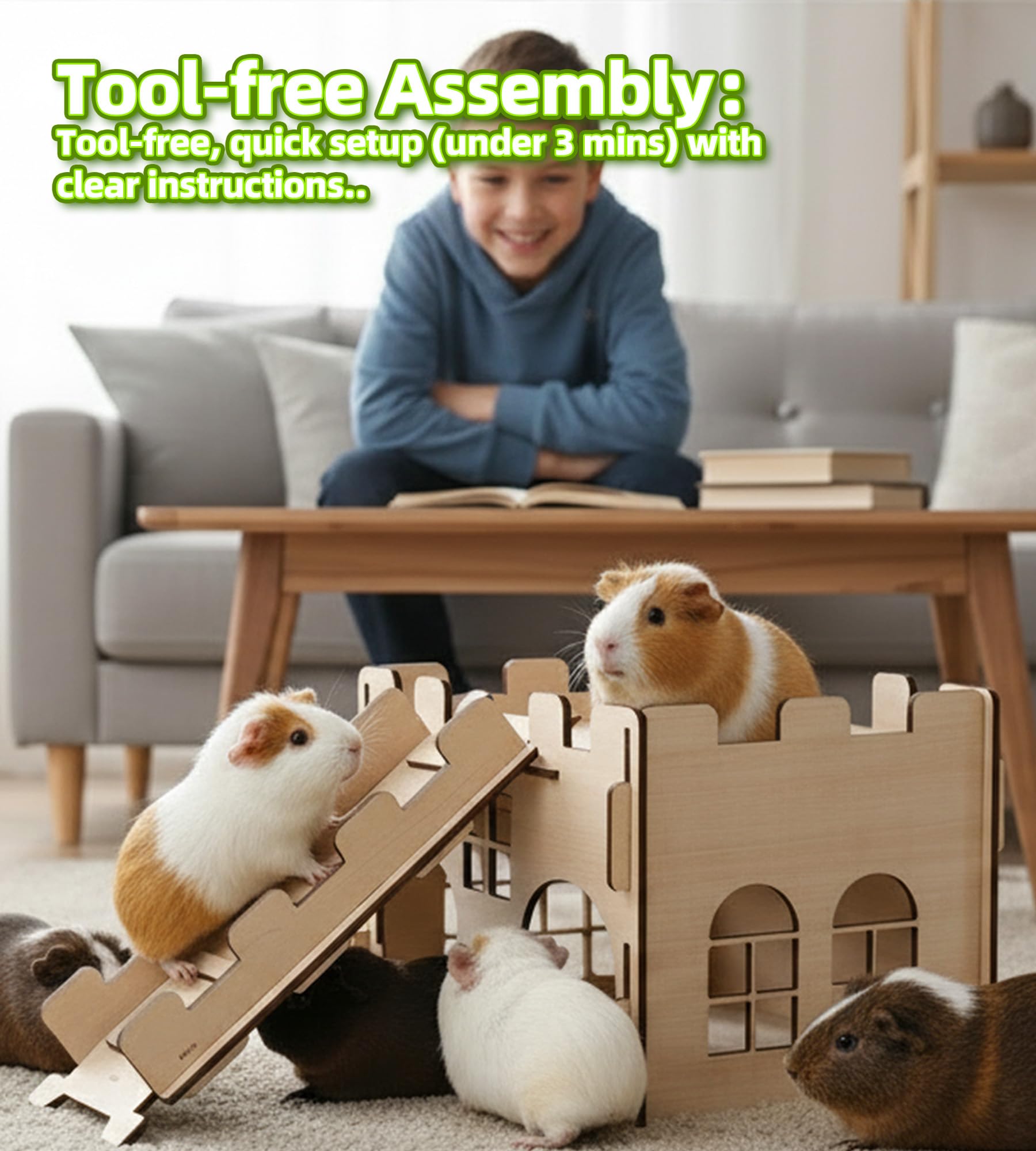 HIIMALEX in-home pet habitat showcases a compact, comfortable play space.