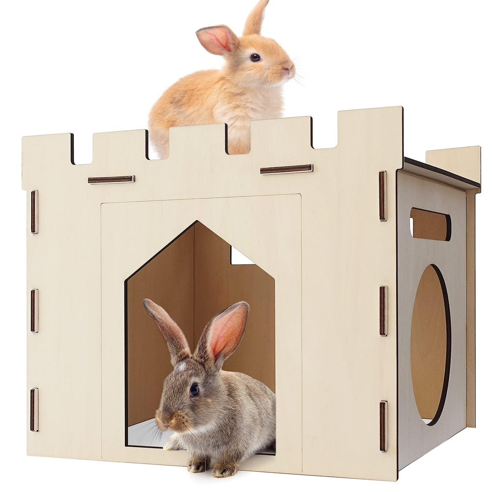 HIIMALEX large bunny house castle provides roomy, secure play space for indoor rabbits.