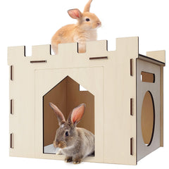 HIIMALEX large bunny house castle provides roomy, secure play space for indoor rabbits.