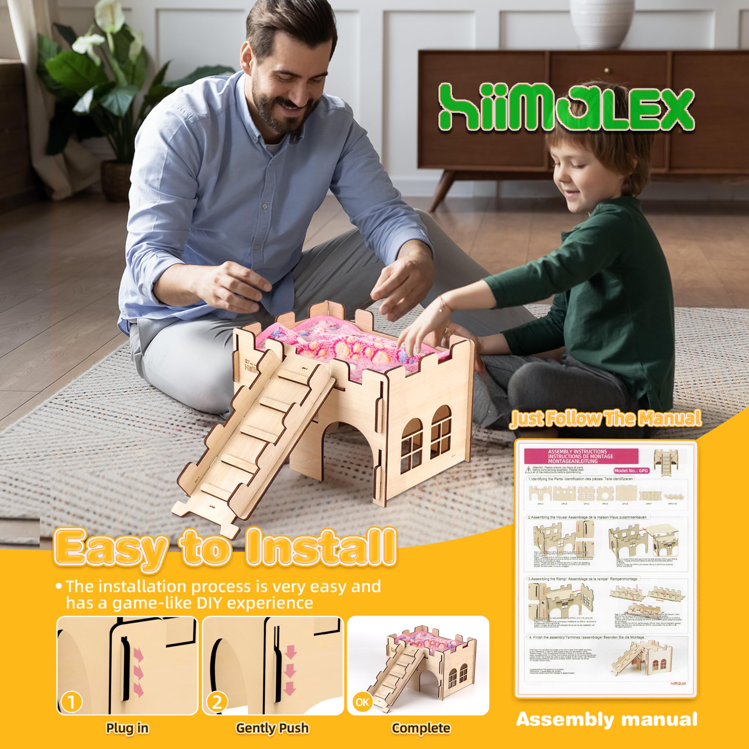 HIIMALEX wooden castle construction emphasizes durable design for daily exploration.