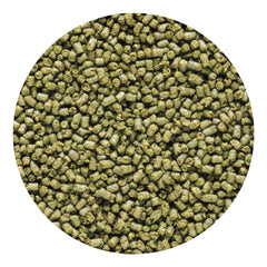 Close-up of Hikari pellets showing texture for balanced nutrition.