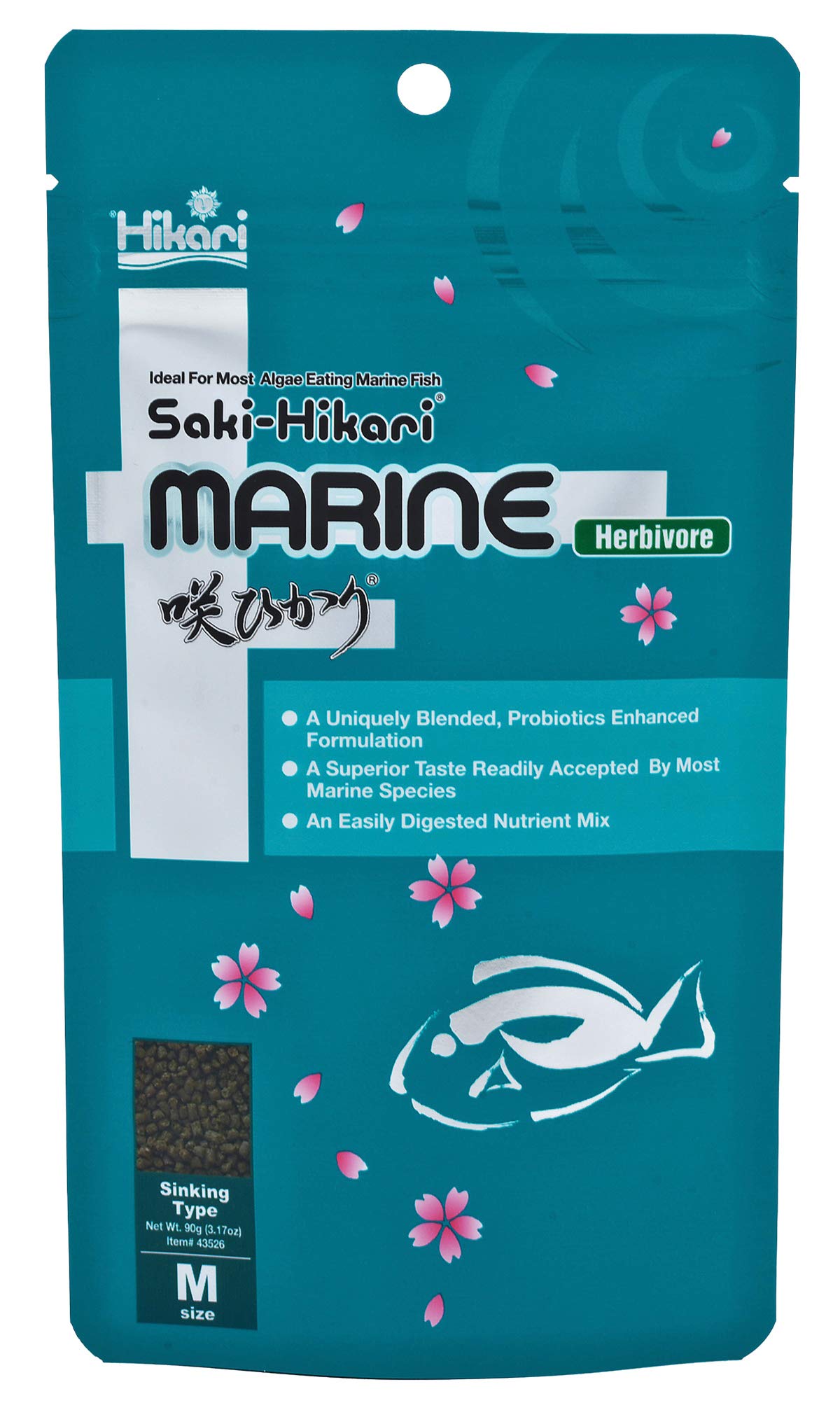 Hikari 042221 packaging highlights probiotic diet for marine herbivores.