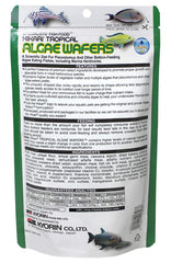 Hikari algae wafers spirulina-rich, highlighting nutrient-dense ingredients for algae-eating pets.