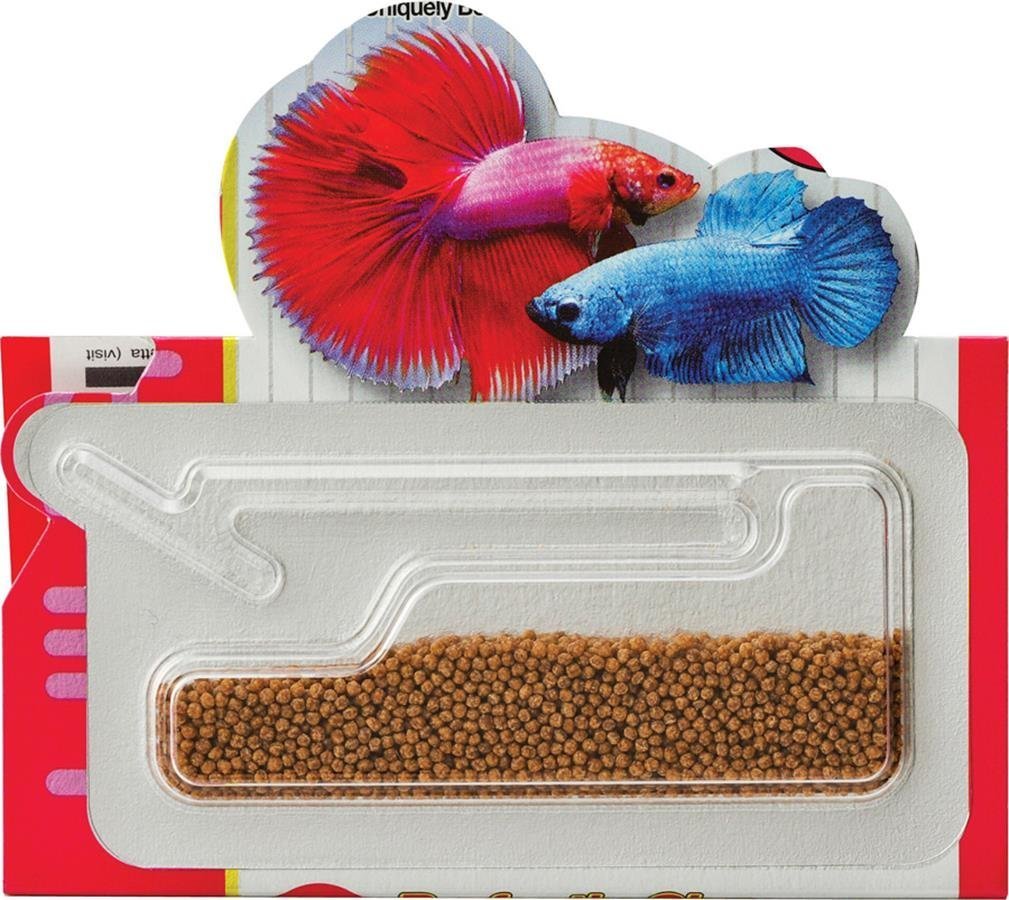 Hikari Betta Bio-Gold Baby Pellets being fed demonstrates easy feeding routine.