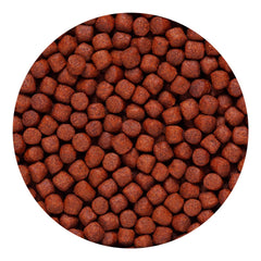 Hikari Blood Red Parrot+ ingredient closeup, includes krill and astaxanthin for nutrition.
