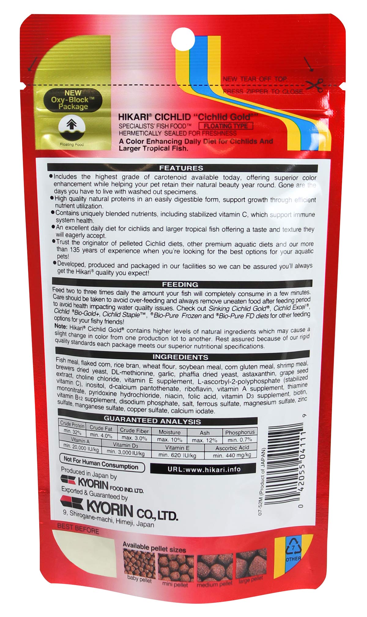 Hikari Cichlid Gold floating pellets pour demonstrates easy feeding control
