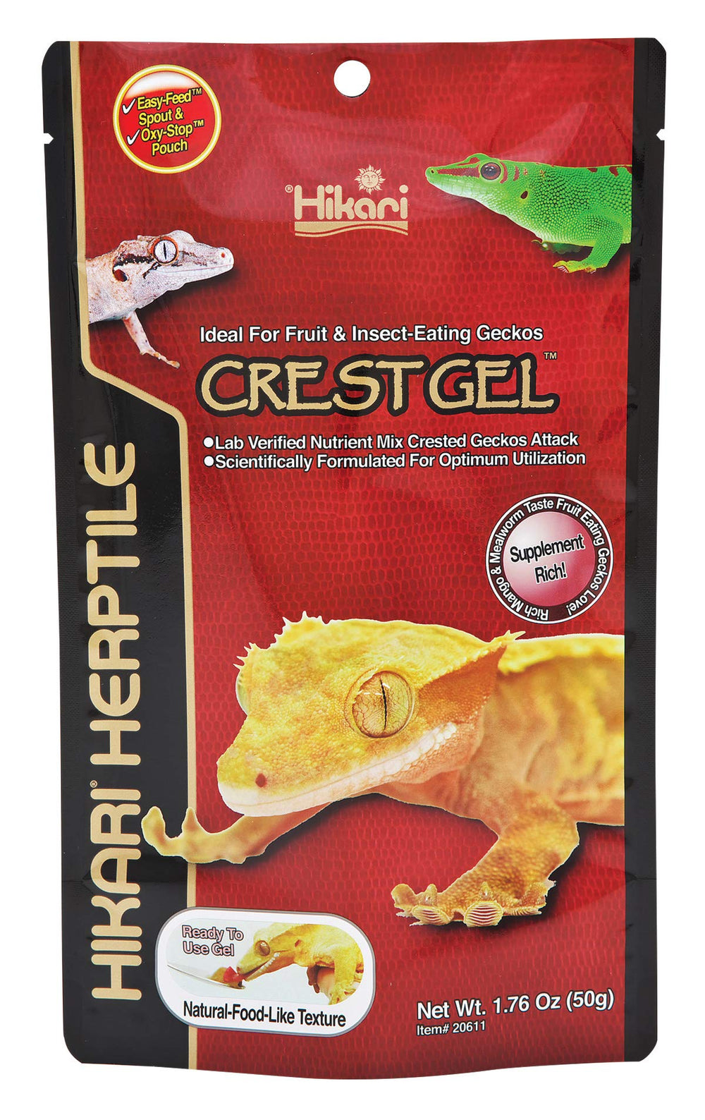 Hikari CrestGel bottle 50g ready for quick gecko meals