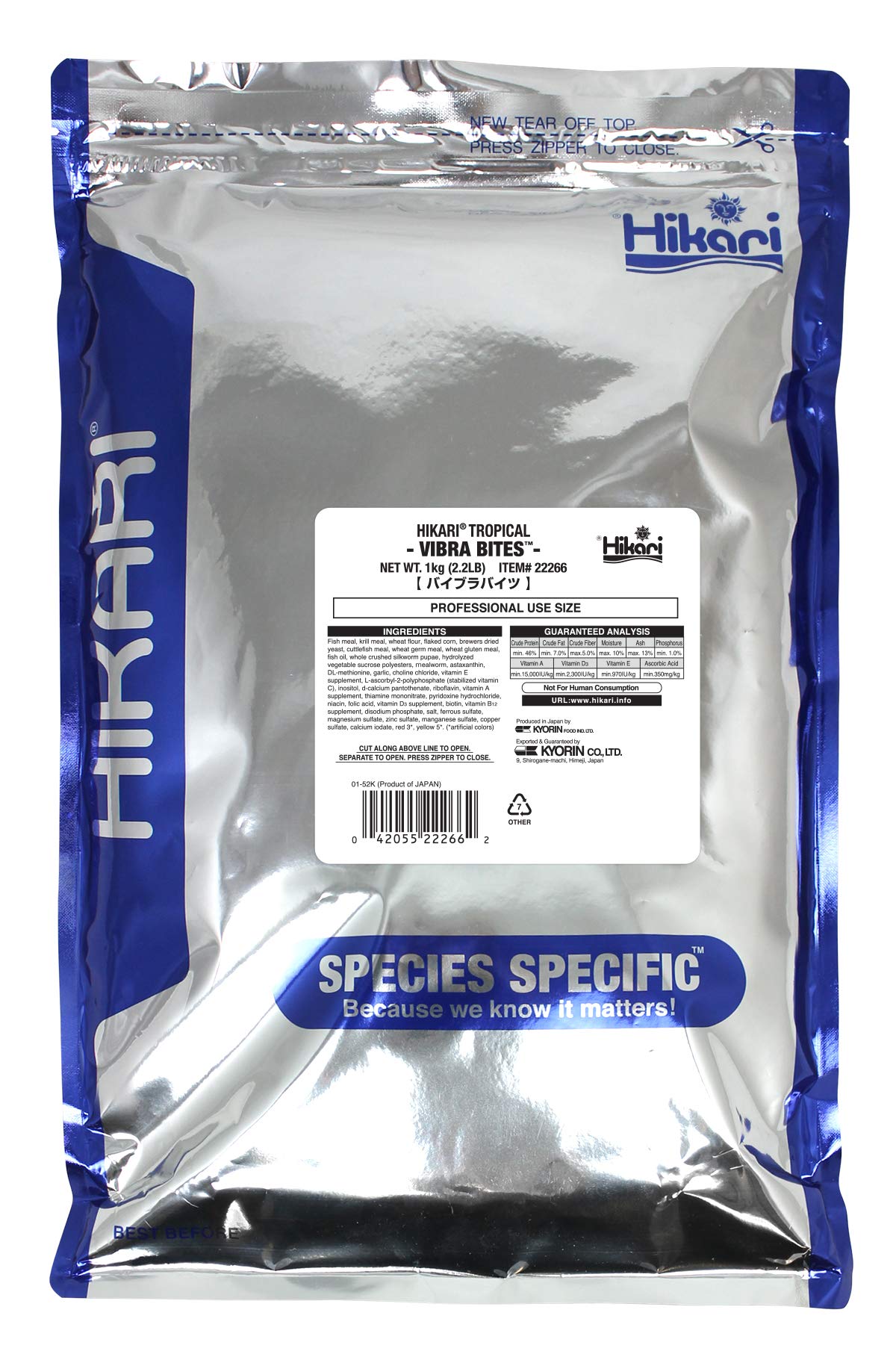 Hikari HK22266 Vibra Bites color-boost pellets brightening tropical fish colors