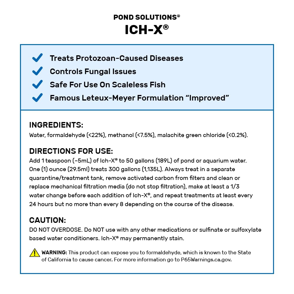 Hikari Ich-X dosage illustration demonstrates controlled application in a tank.