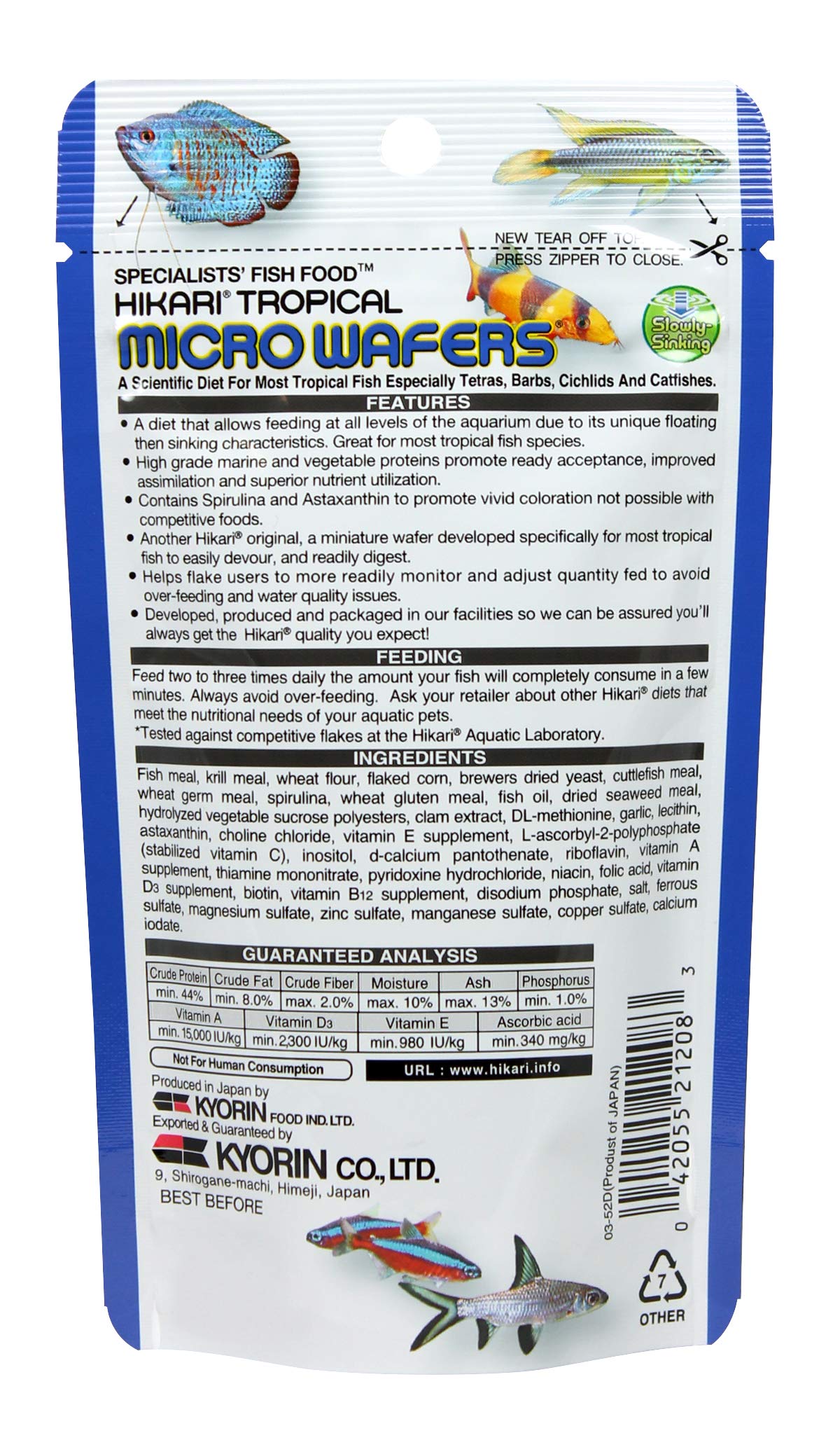 Hikari Micro Wafers fed to tetras and livebearers support balanced nutrition