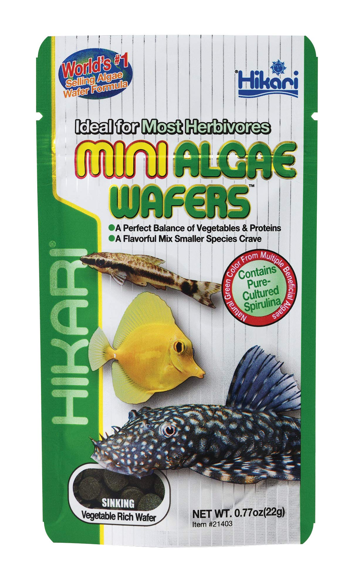 Hikari Mini Algae Wafers jar-front label – compact packaging for easy storage