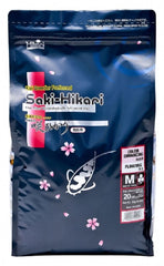 Hikari Saki Color pellets in bag for vibrant koi color enhancement and easy feeding.