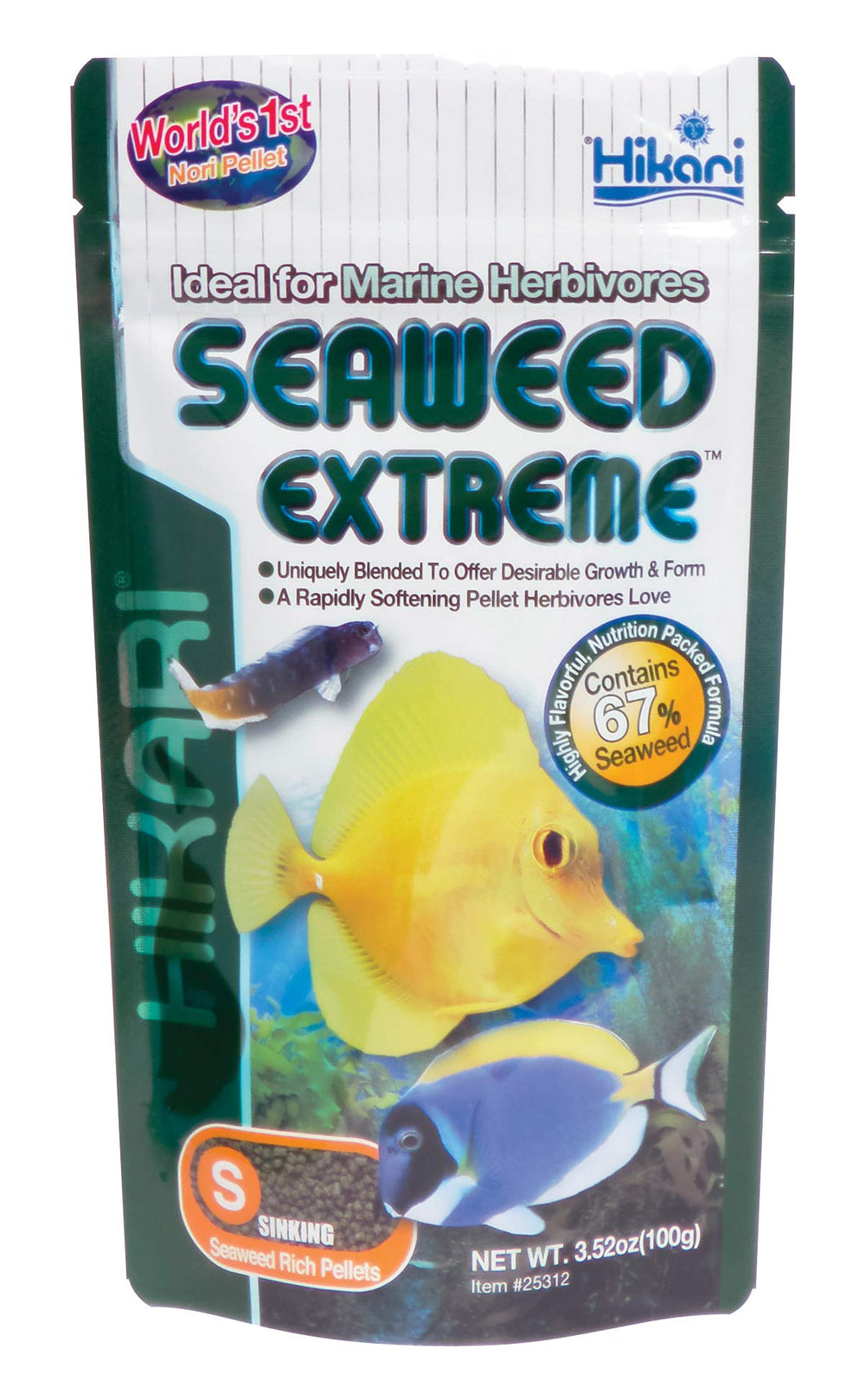 Hikari Seaweed Extreme wafers packaging promotes vibrant coloration in aquarium herbivores.