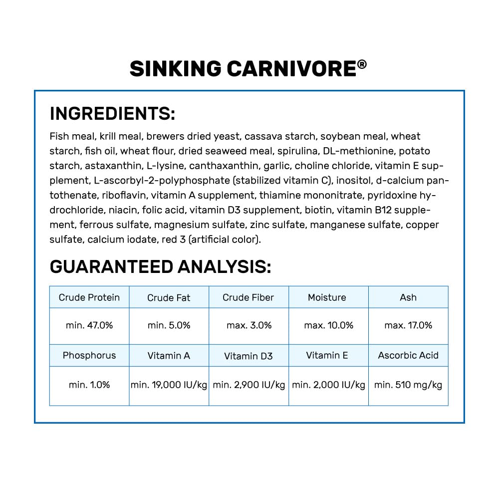 Hikari Sinking Carnivore Pellets shown as parasite-free nutrition option.